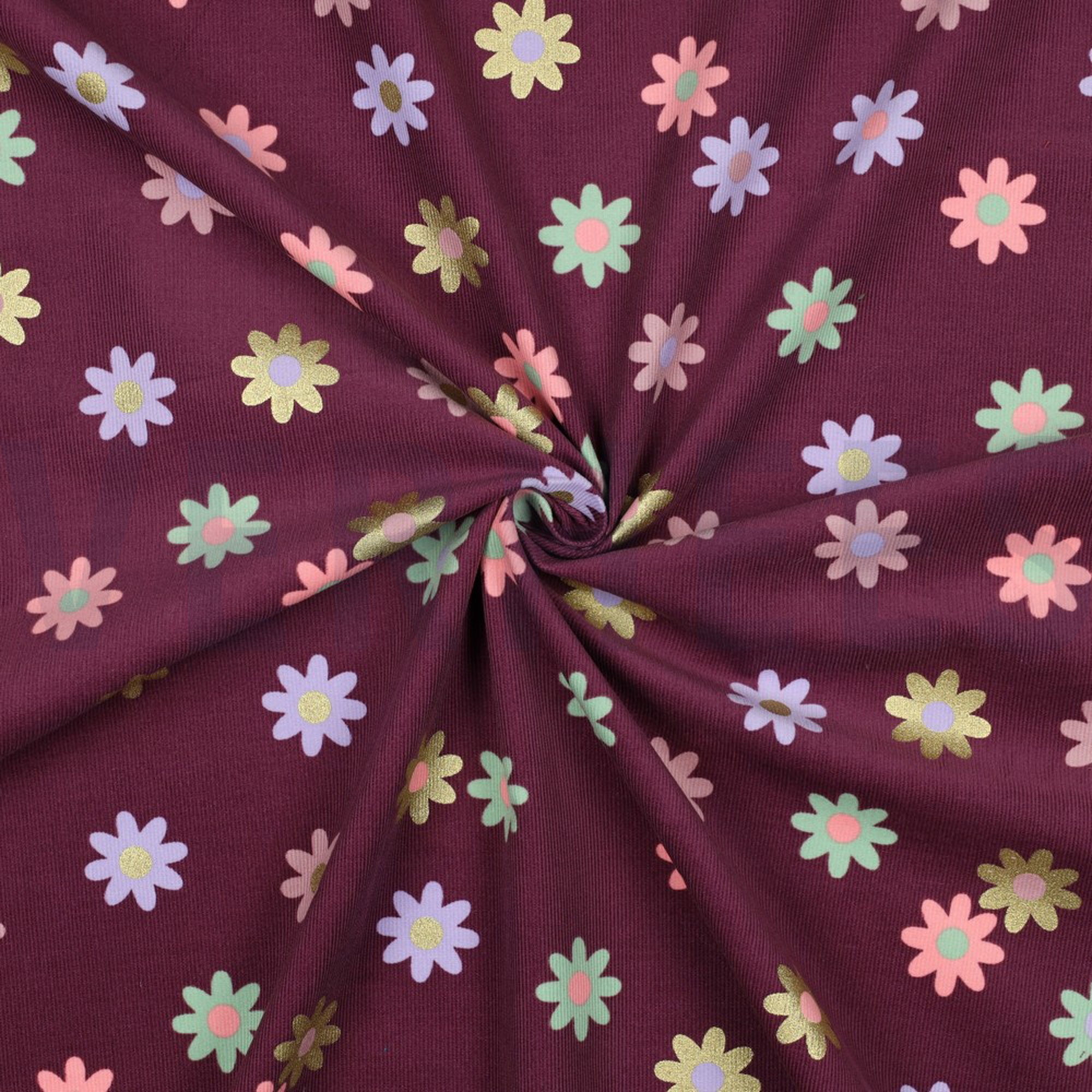 BABYCORD FOIL FLOWERS BORDEAUX (high resolution) #3