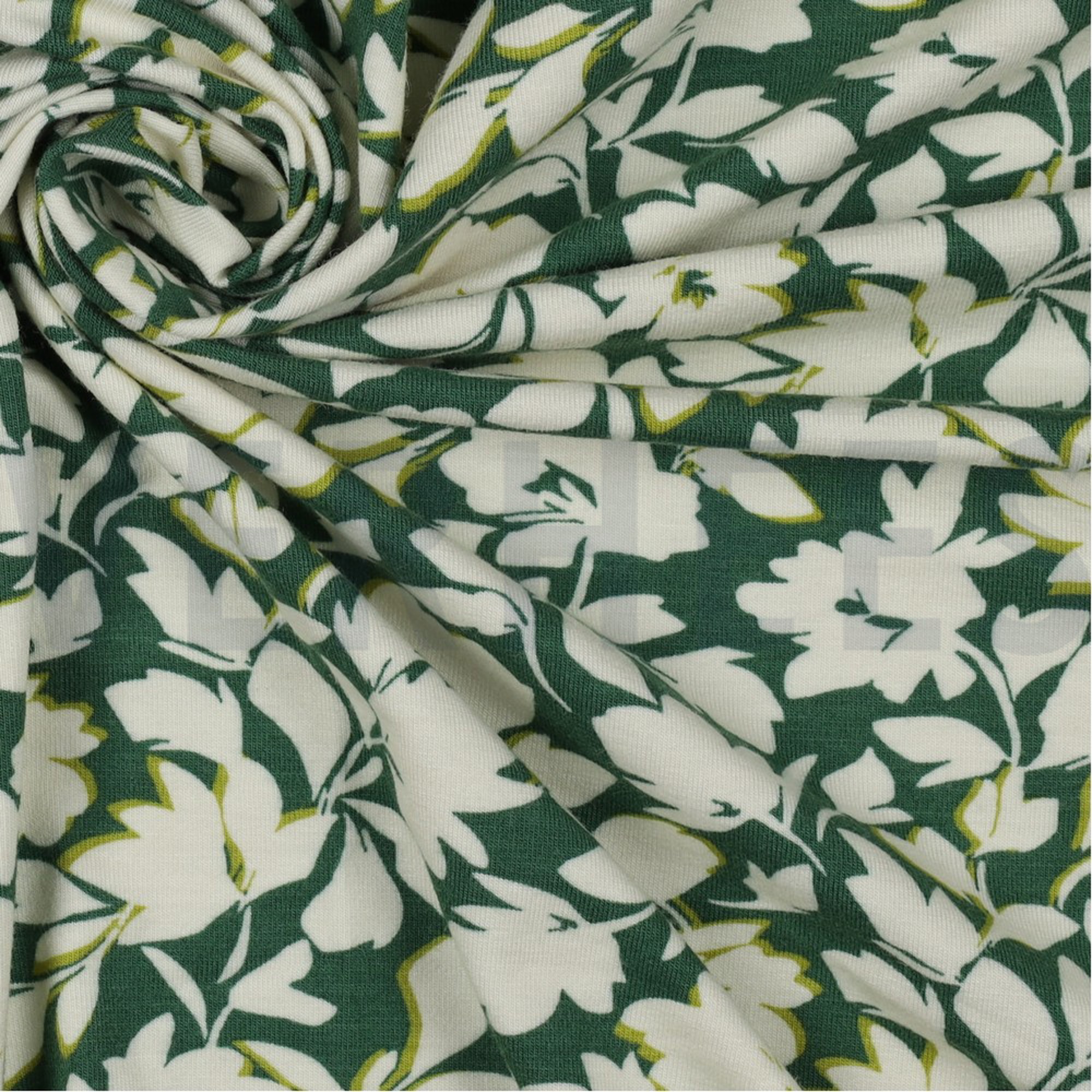 BAMBOO COTTON JERSEY FLOWERS EMERALD (high resolution) #3