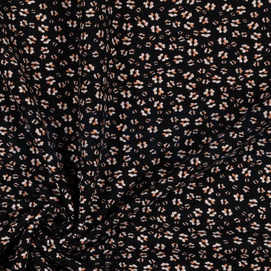BAMBOO COTTON JERSEY FLOWERS BLACK #7