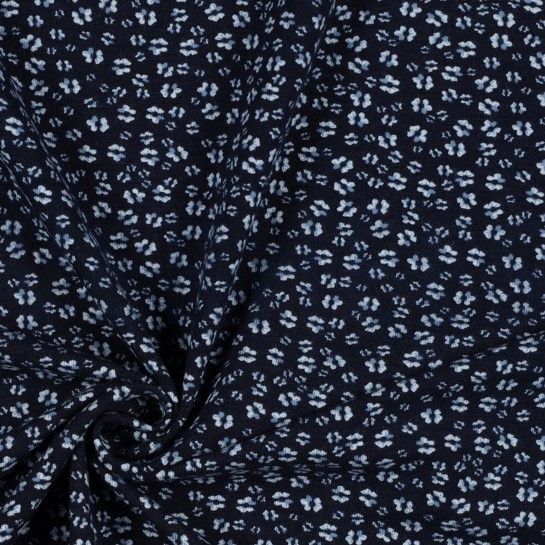 BAMBOE KATOEN JERSEY BLOEMEN MARINEBLAUW #7