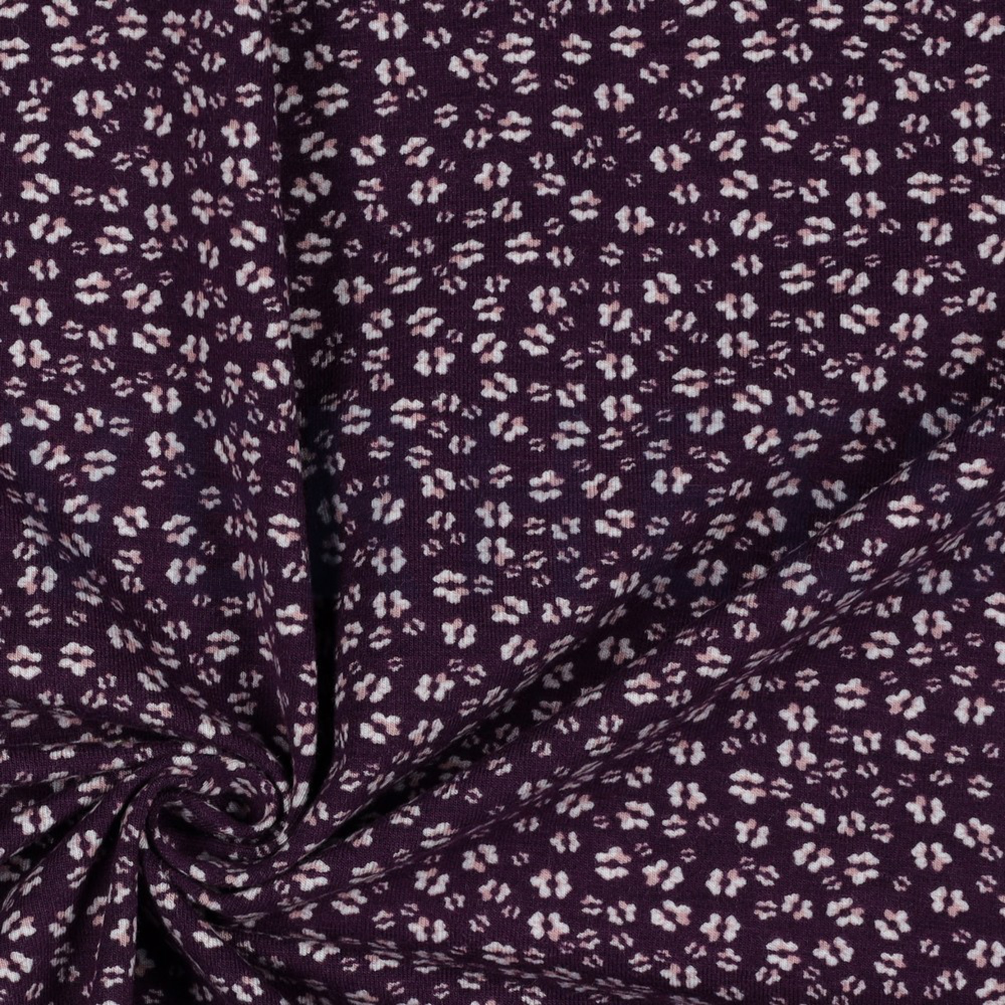 BAMBOO COTTON JERSEY FLOWERS DARK PURPLE (high resolution) #3