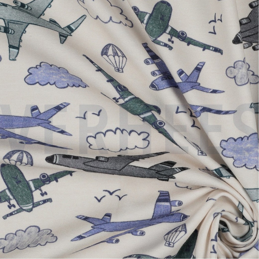 JERSEY DIGITAL AIRPLANES ECRU #3