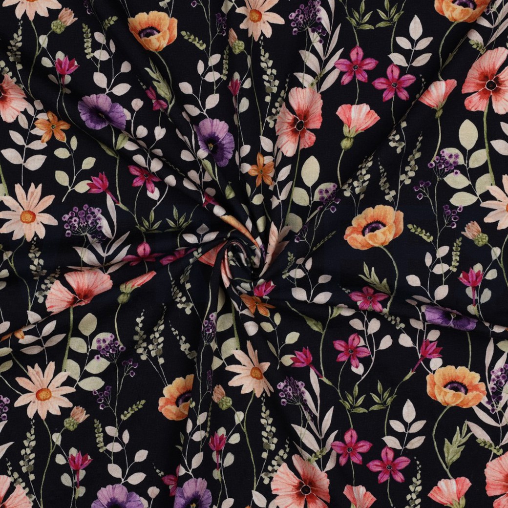 JERSEY DIGITAL FLOWERS NAVY #3