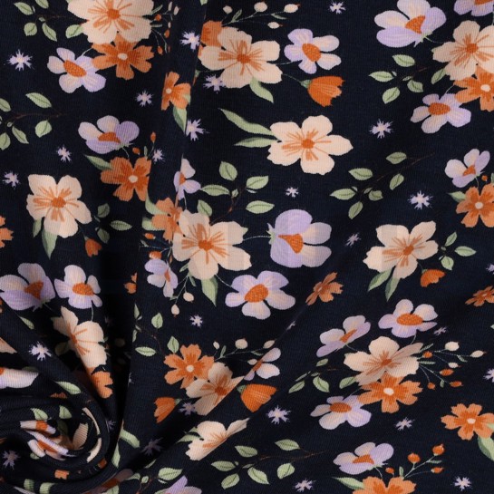 JERSEY GOTS FLOWERS NAVY #7