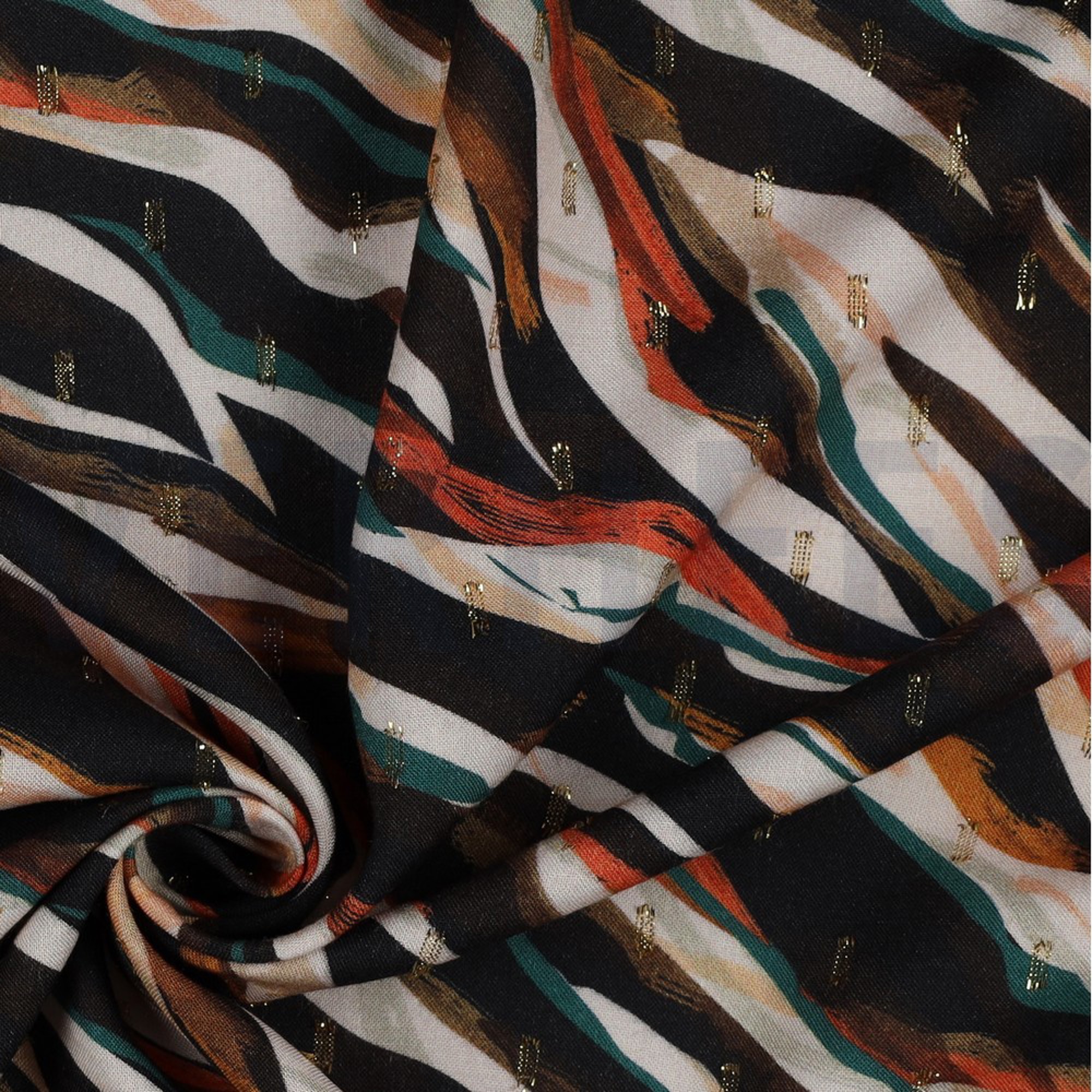 VISCOSE LUREX DIGITAL ANIMAL SKIN BLACK / ORANGE (high resolution) #3