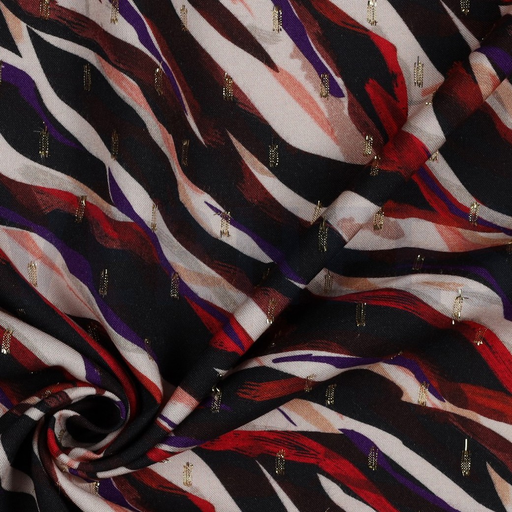 VISCOSE LUREX DIGITAL ANIMAL SKIN BLACK / PURPLE #3