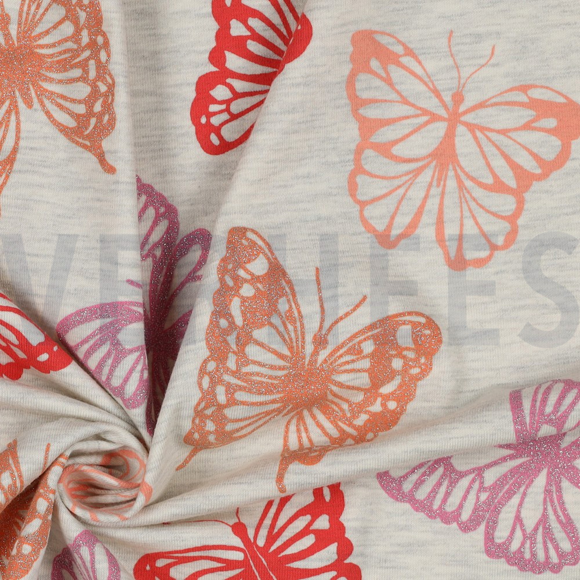 JERSEY MELANGE GLITTER BUTTERFLIES ECRU MELANGE (high resolution) #3