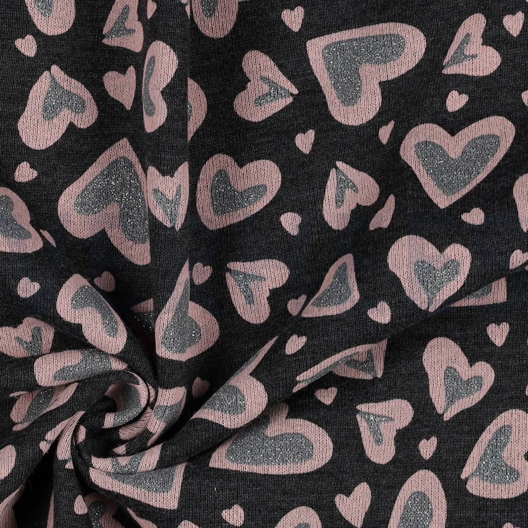 SWEAT MELANGE GLITTER LEOPARD HEARTS ANTHRACITE MELANGE #3