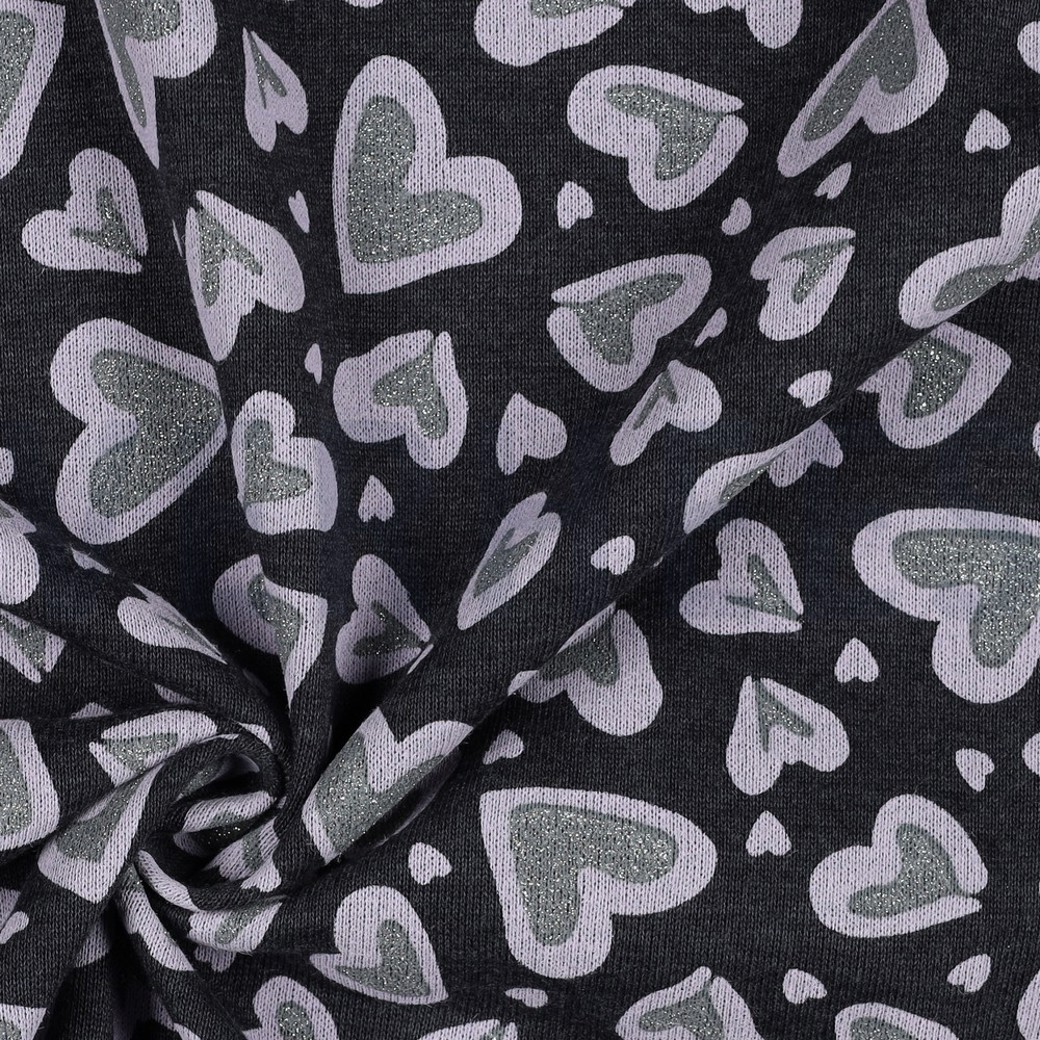 SWEAT MELANGE GLITTER LEOPARD HEARTS INDIGO MELANGE #3