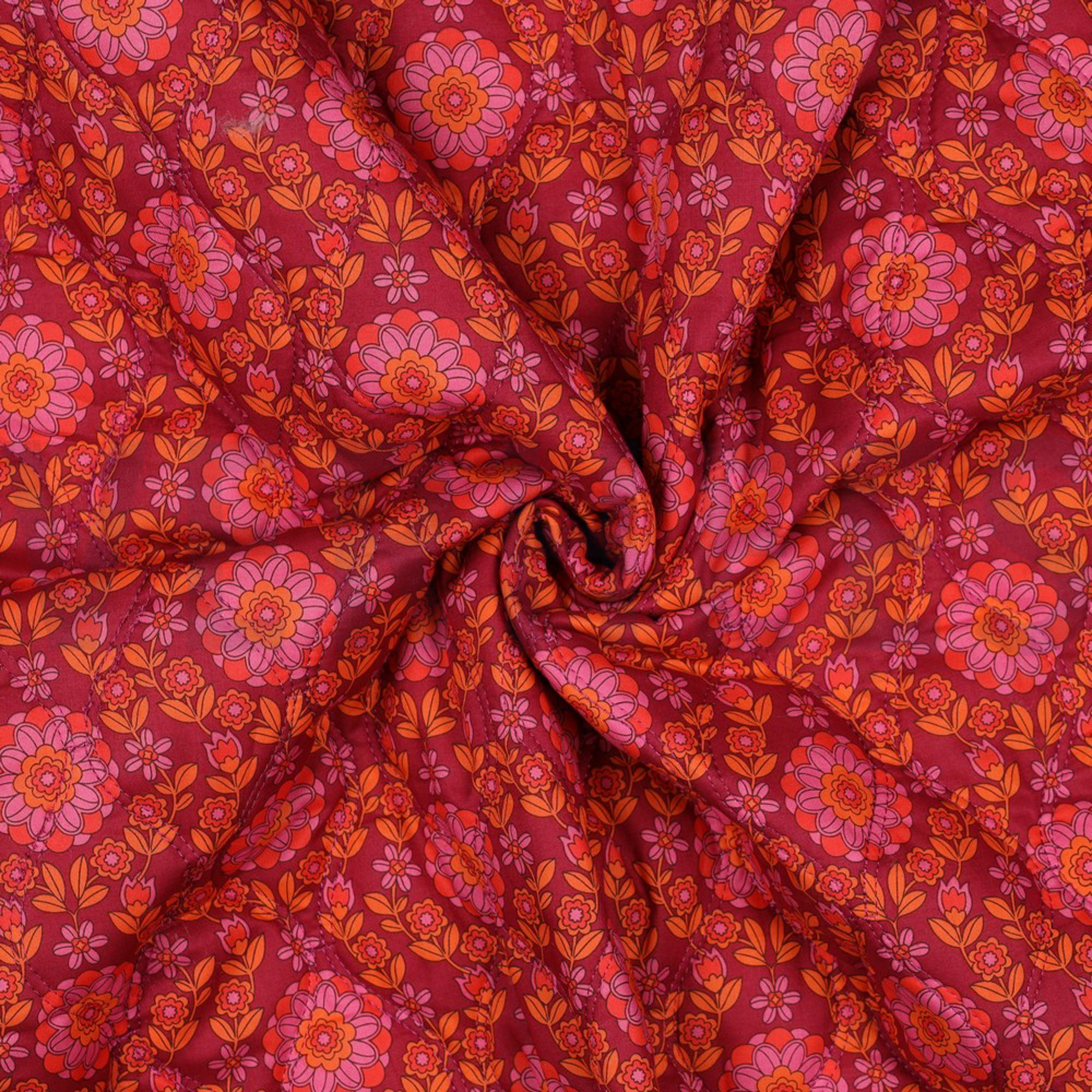 COTTON VOILE STEPPED FLOWERS PINK / BORDEAUX (high resolution) #3