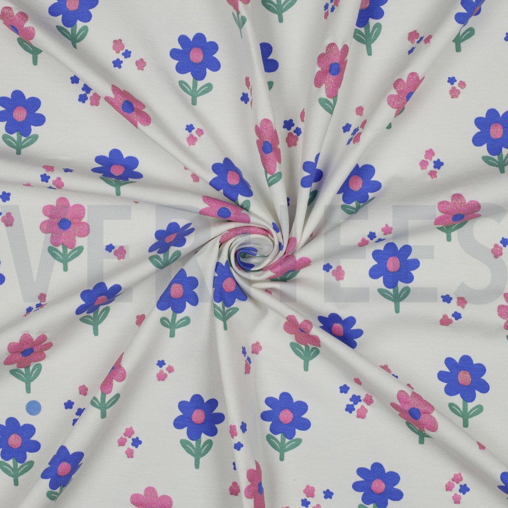 JERSEY GLITTER FLOWERS OFF-WHITE #3