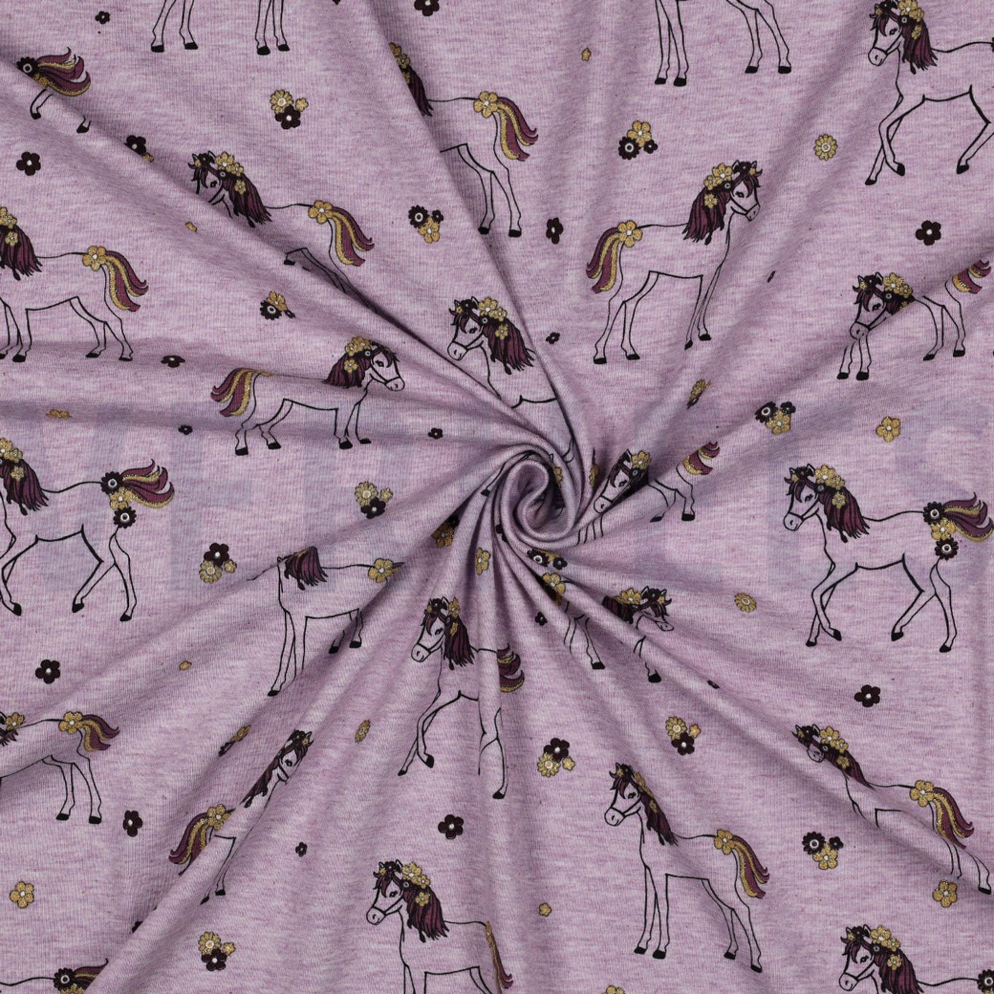 JERSEY MELANGE GLITTER HORSES PURPLE (high resolution) #3