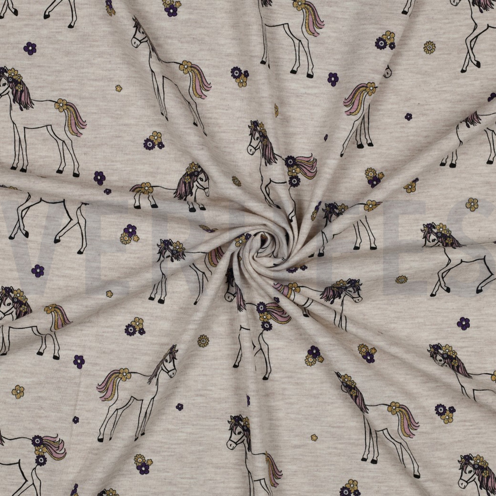 JERSEY MELANGE GLITTER HORSES LIGHT SAND (high resolution) #3