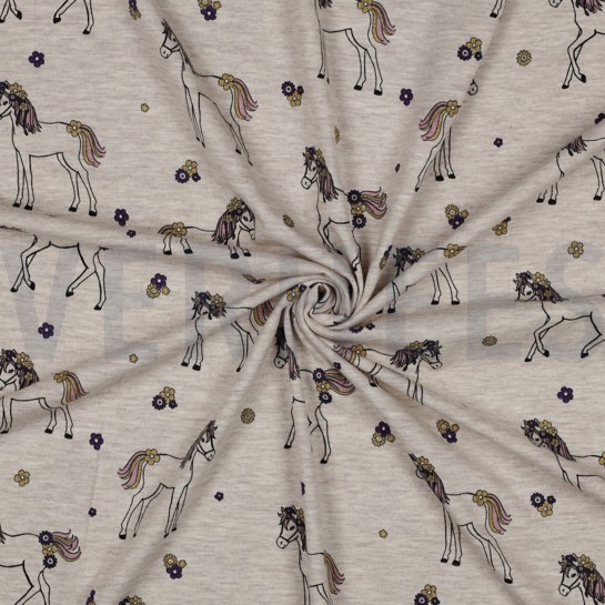 JERSEY MELANGE GLITTER HORSES LIGHT SAND #7