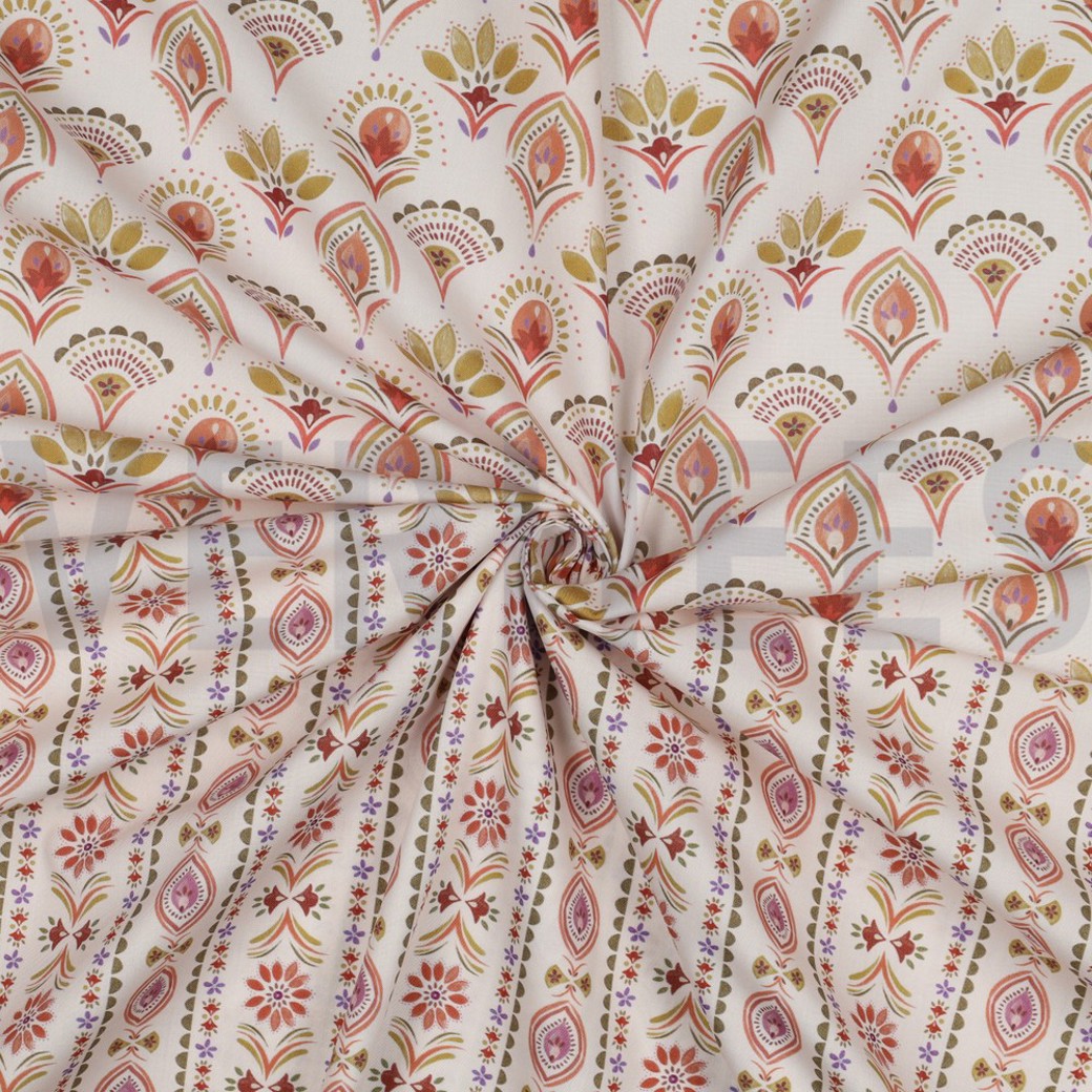 FINE POPLIN DIGITAL FLOWERS OFF-WHITE #3