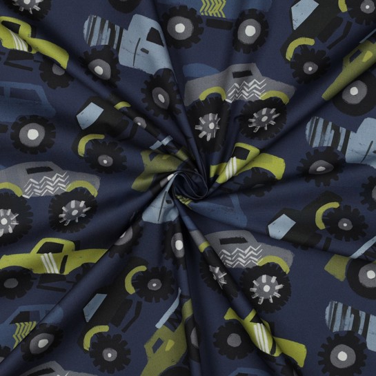 FINE POPLIN DIGITAL MONSTERTRUCKS NAVY #7