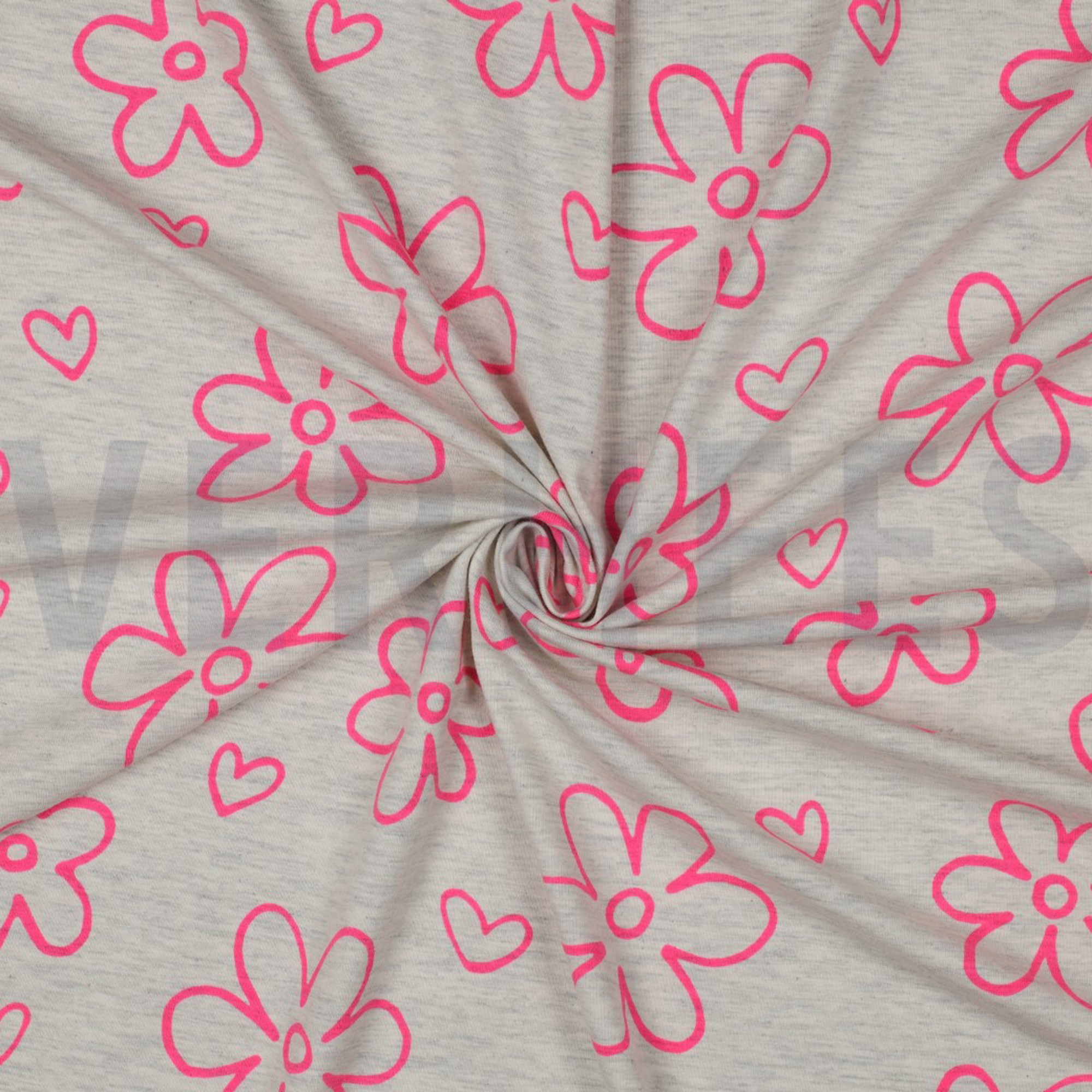 JERSEY MELANGE NEON FLOWERS ECRU (high resolution) #3