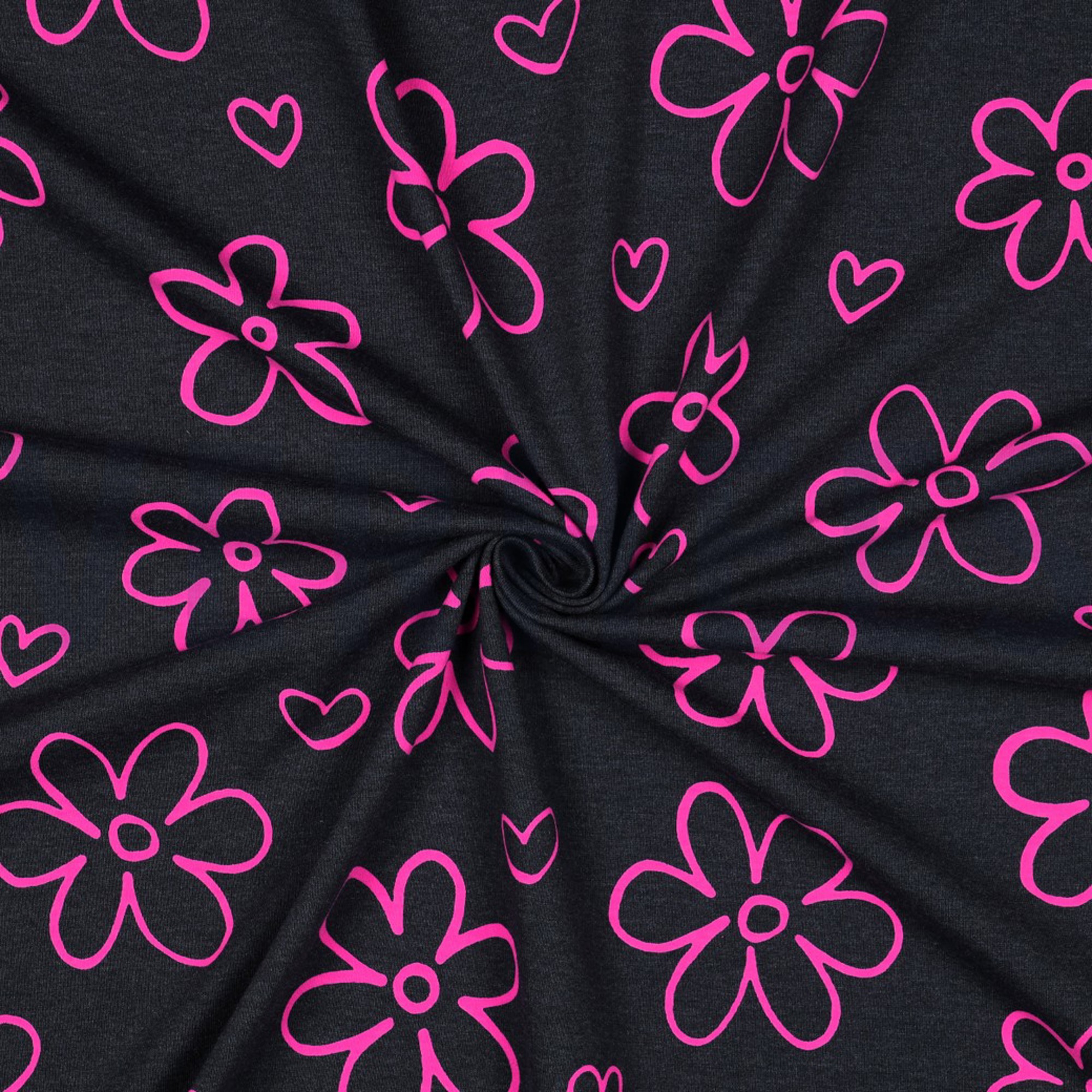 JERSEY MELANGE NEON FLOWERS NAVY (high resolution) #3