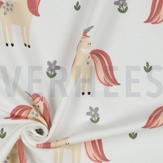 JERSEY GLITTER EENHOORNS WIT #7