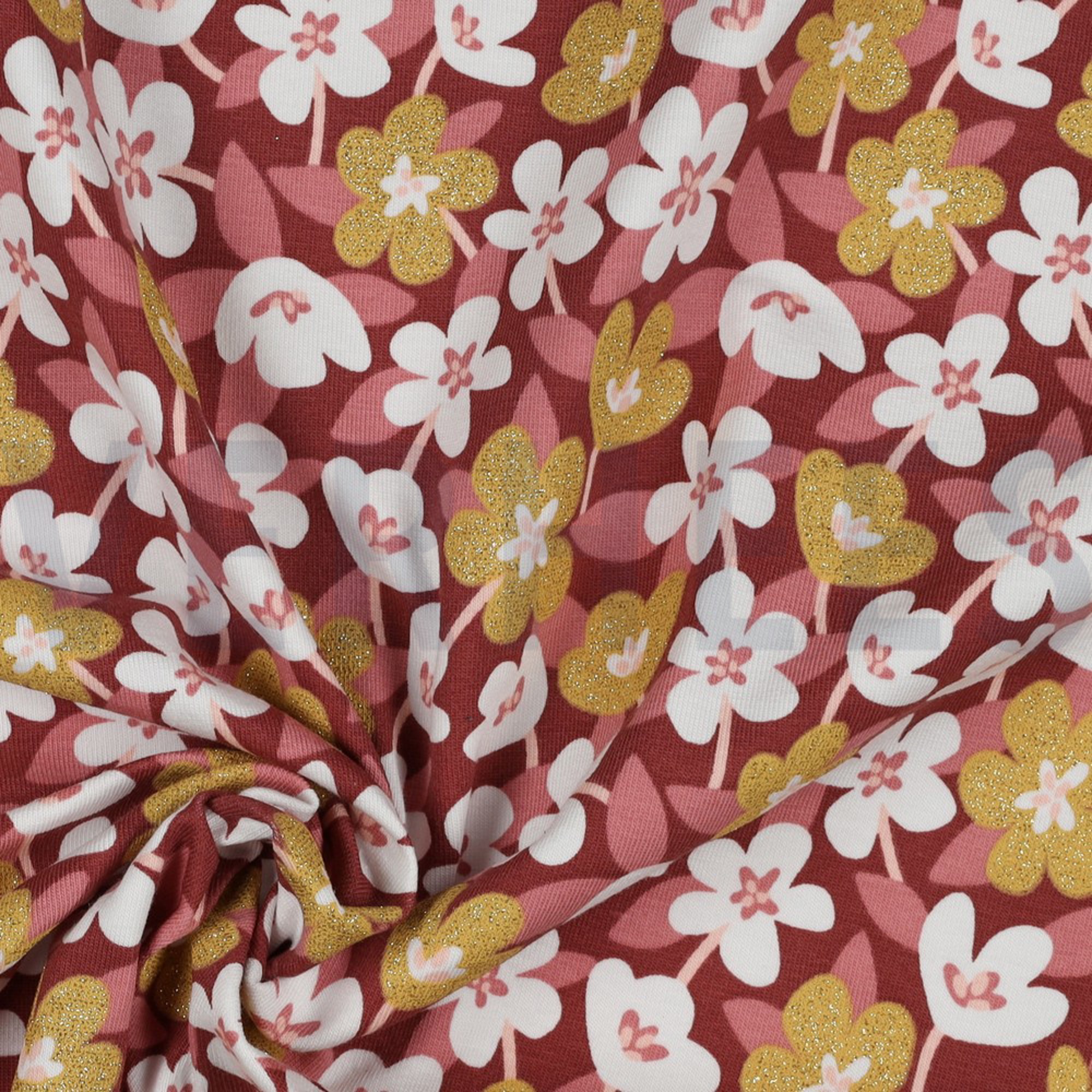 JERSEY GLITTER FLOWERS BRICK RED (high resolution) #3