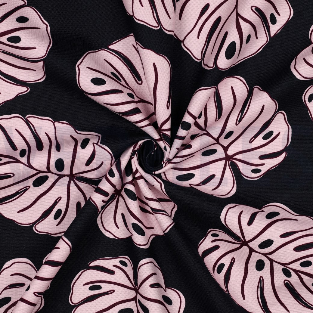 CANVAS MONSTERA LEAVES NAVY #3
