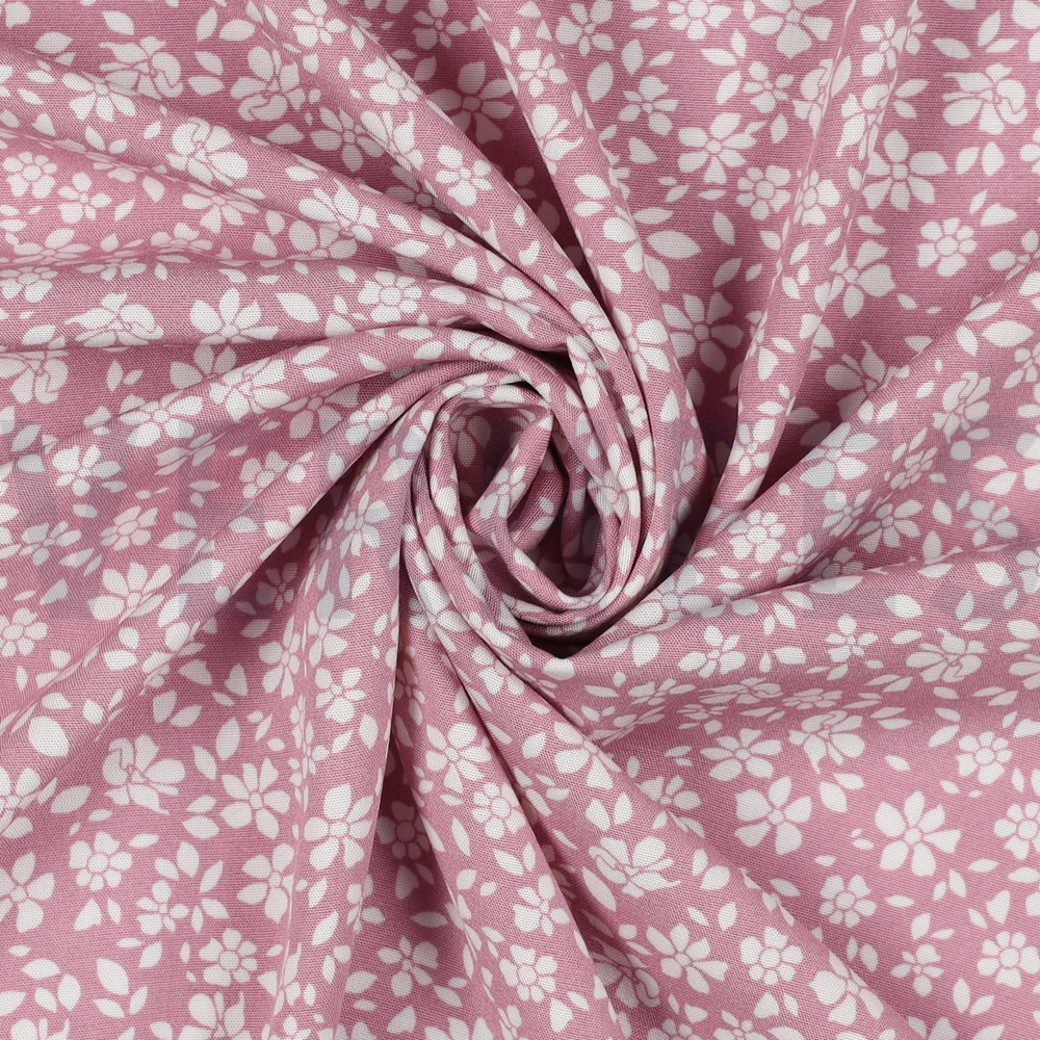 VISCOSE POPLIN STRETCH SMALL FLOWERS CHERRYBLOSSOM #3