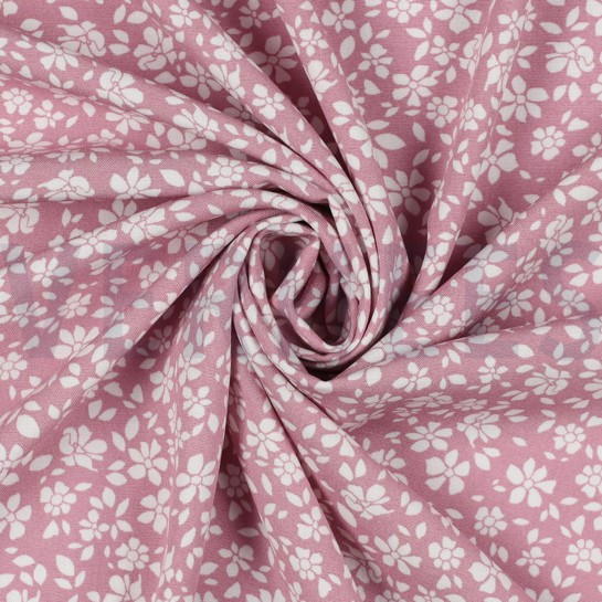 VISCOSE POPLIN STRETCH SMALL FLOWERS CHERRYBLOSSOM #7