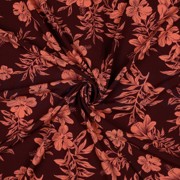 MAGNOLIA STRETCH TROPICAL FLOWERS BORDEAUX (thumbnail) #3