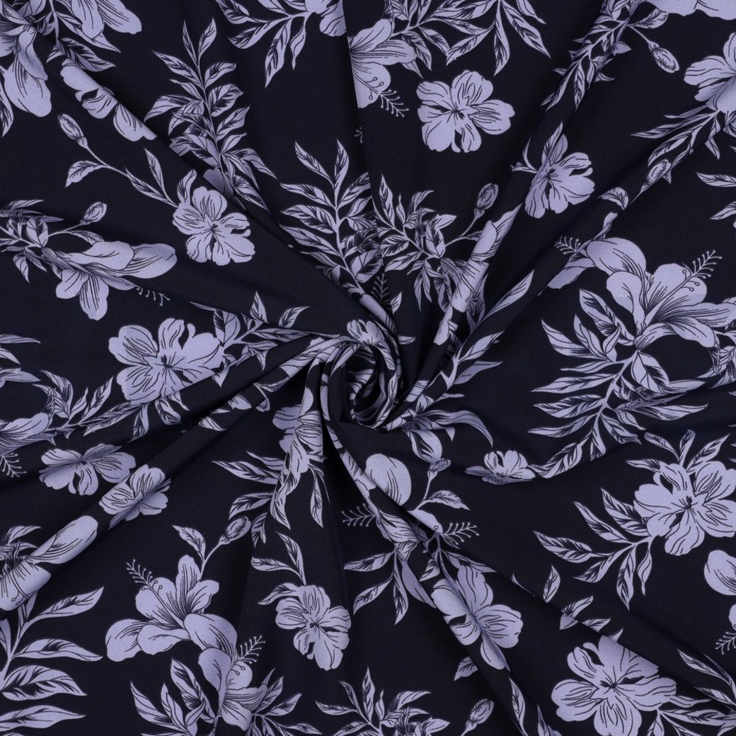 MAGNOLIA STRETCH TROPICAL FLOWERS NAVY #3