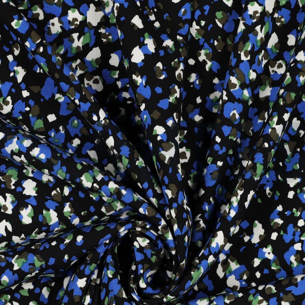 VISCOSE POPLIN STRETCH ANIMAL SKIN BLACK #3