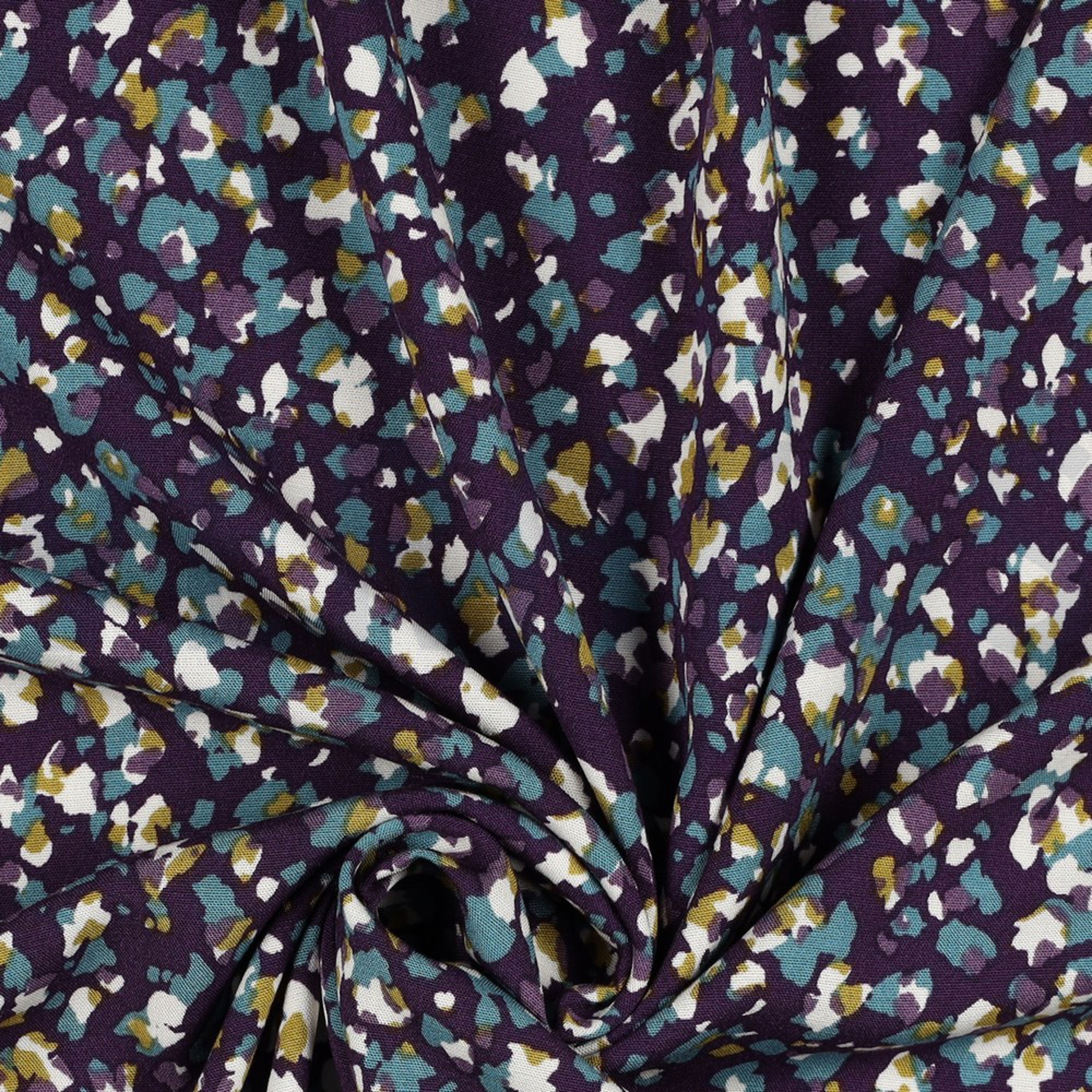 VISCOSE POPLIN STRETCH ANIMAL SKIN AUBERGINE (high resolution) #3