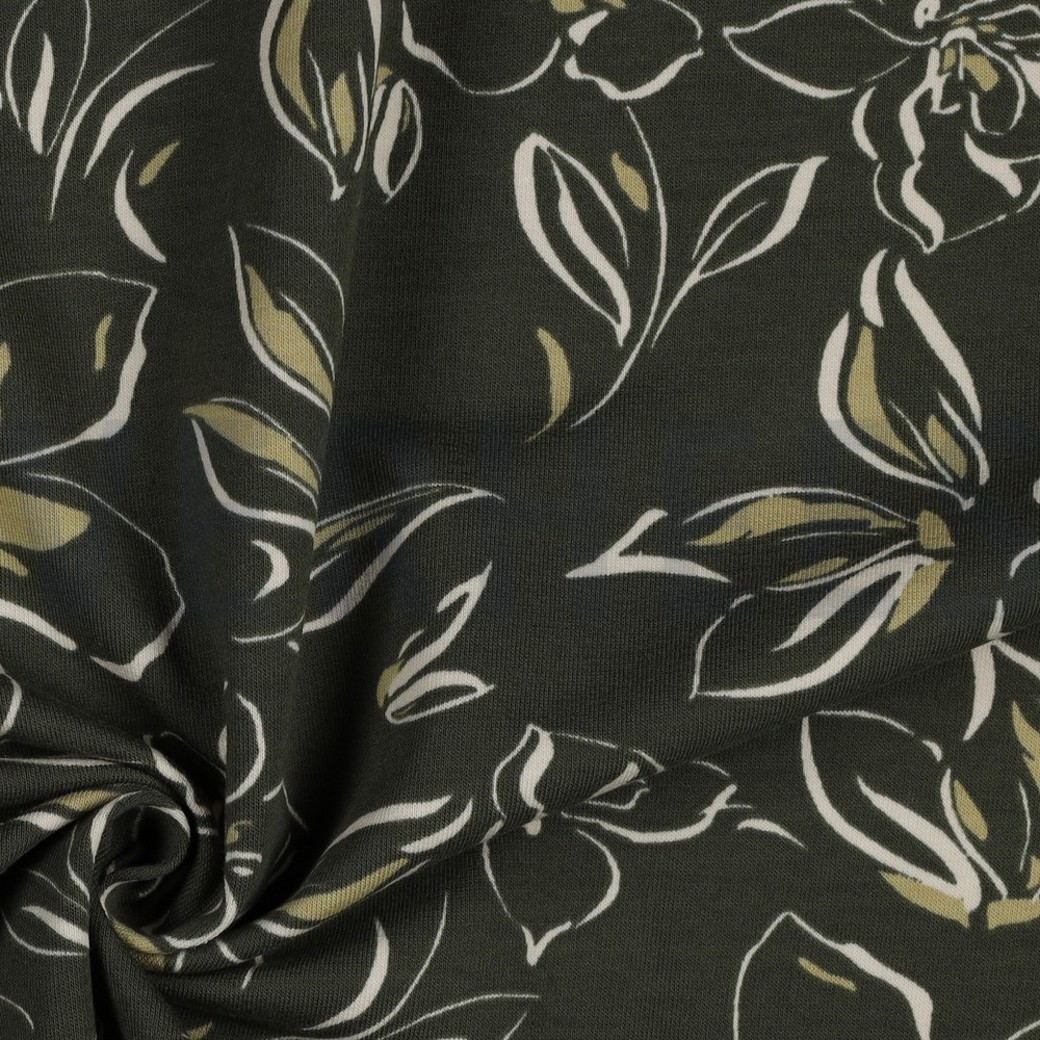 FRENCH TERRY FLOWERS DARK JADE #3