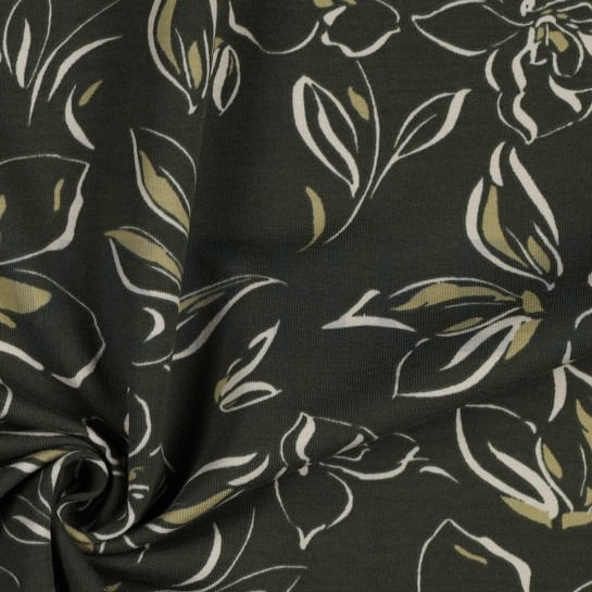 FRENCH TERRY FLEURS JADE FONCÉ #7