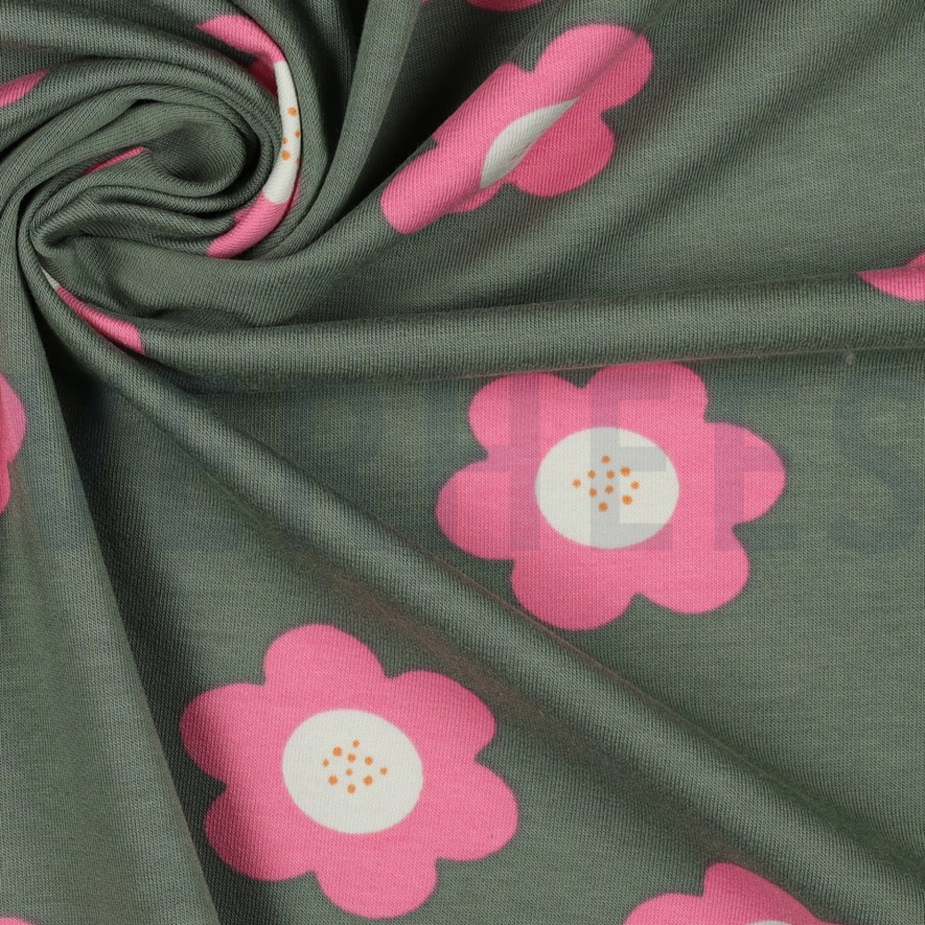 FRENCH TERRY BIG FLOWERS JADE #3