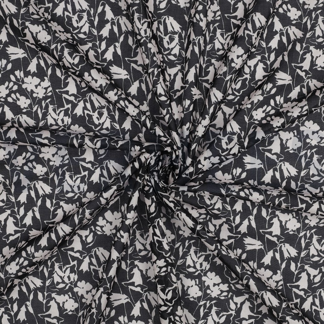 COTTON VOILE FLOWERS BLACK #3