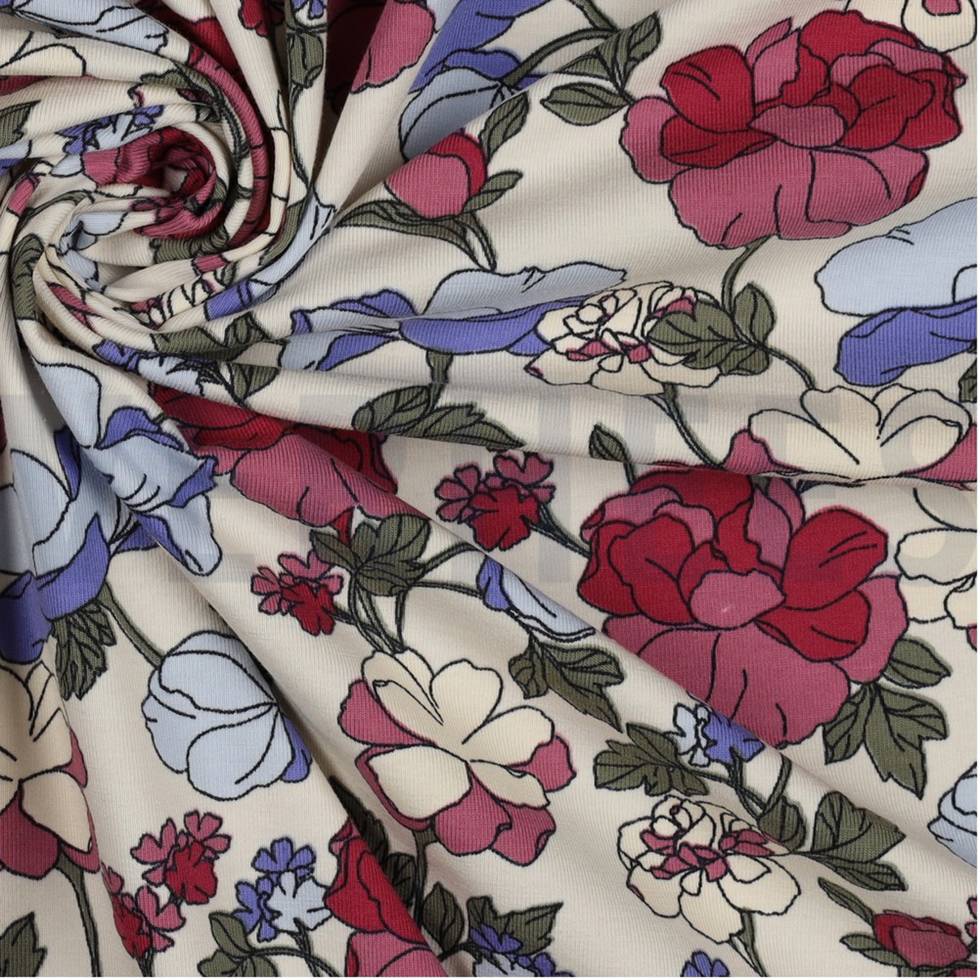 JERSEY BIG FLOWERS ECRU (high resolution) #3