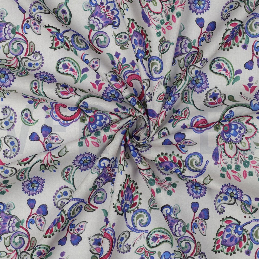 COTTON VOILE DIGITAL FLOWERS OFF-WHITE #3