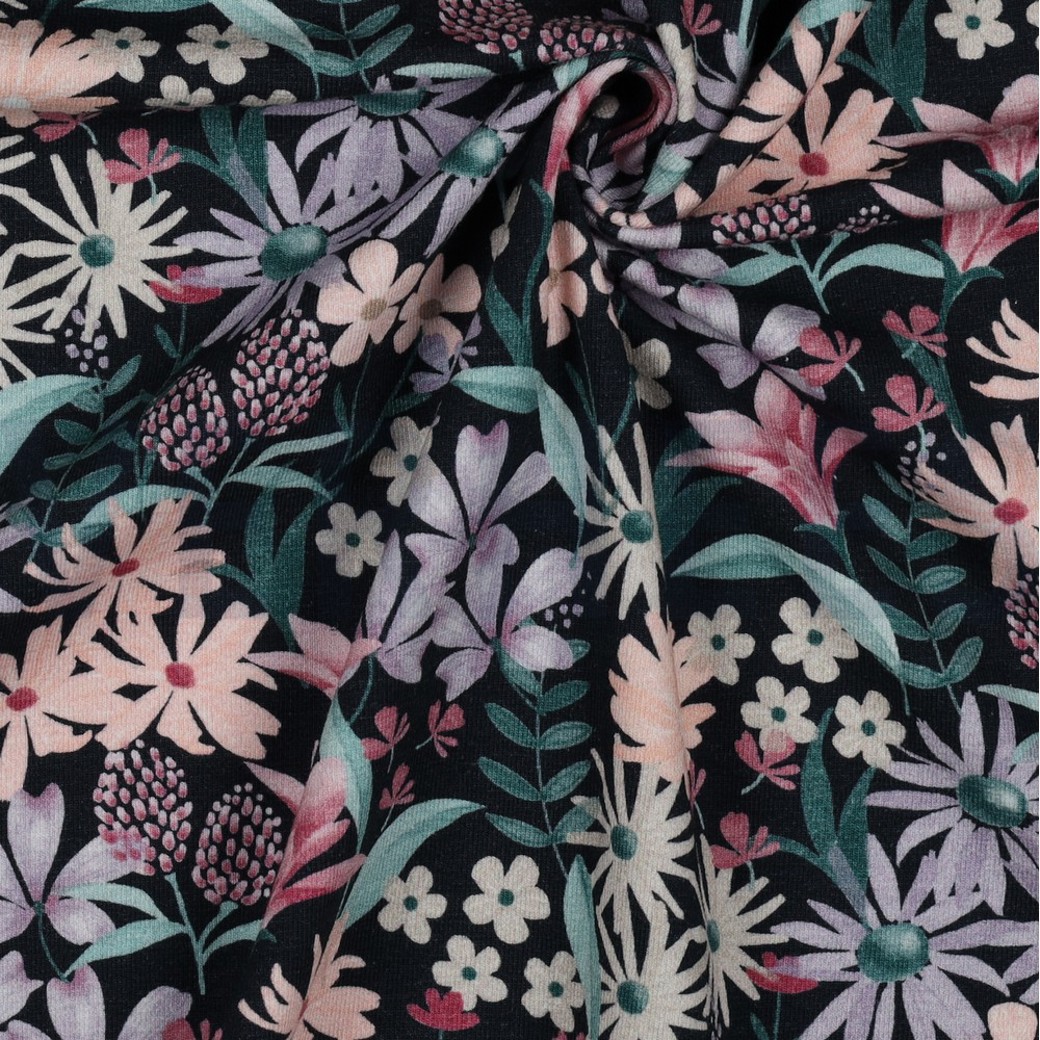 JERSEY DIGITAL FLOWERS NAVY #3