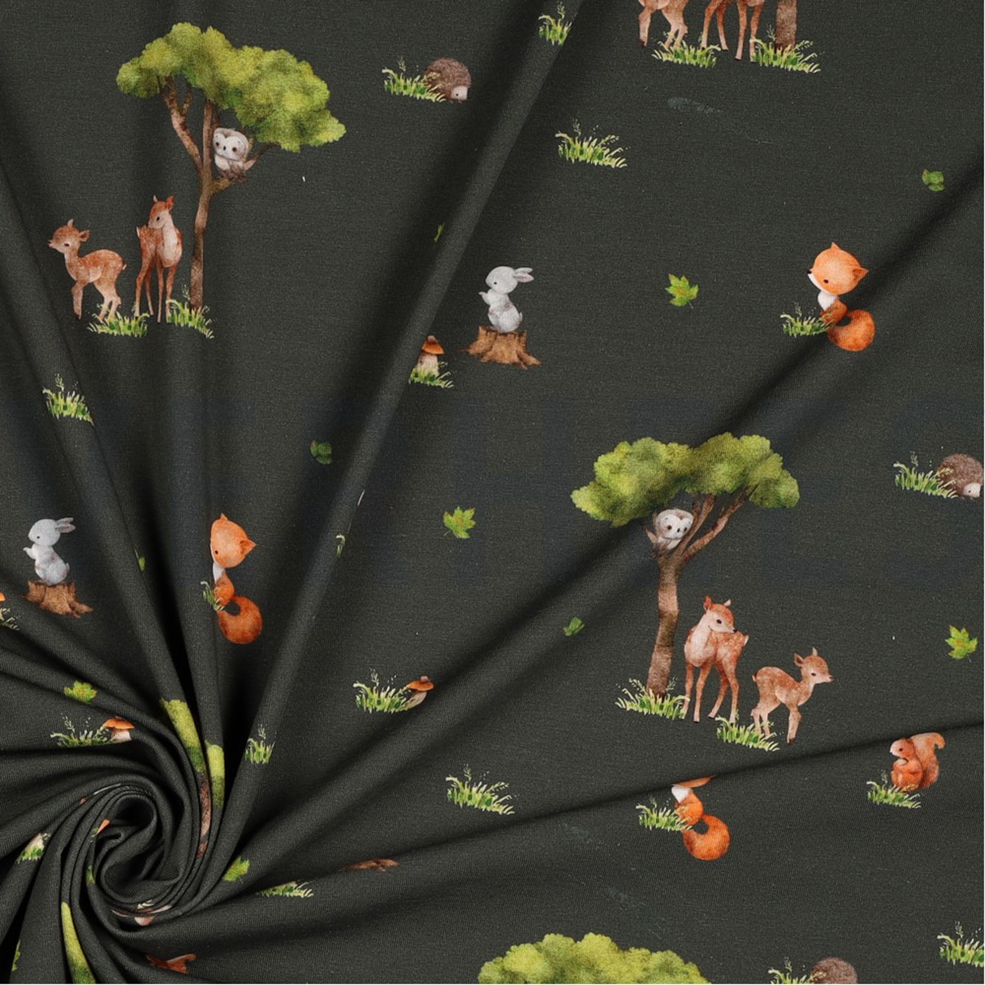 JERSEY DIGITAL FOREST ANIMALS ARMY GREEN (high resolution) #3