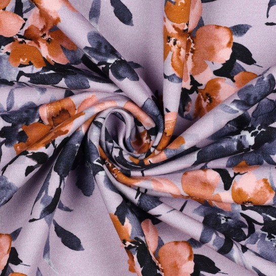 FRENCH TERRY DIGITAL FLOWERS LILAC #7