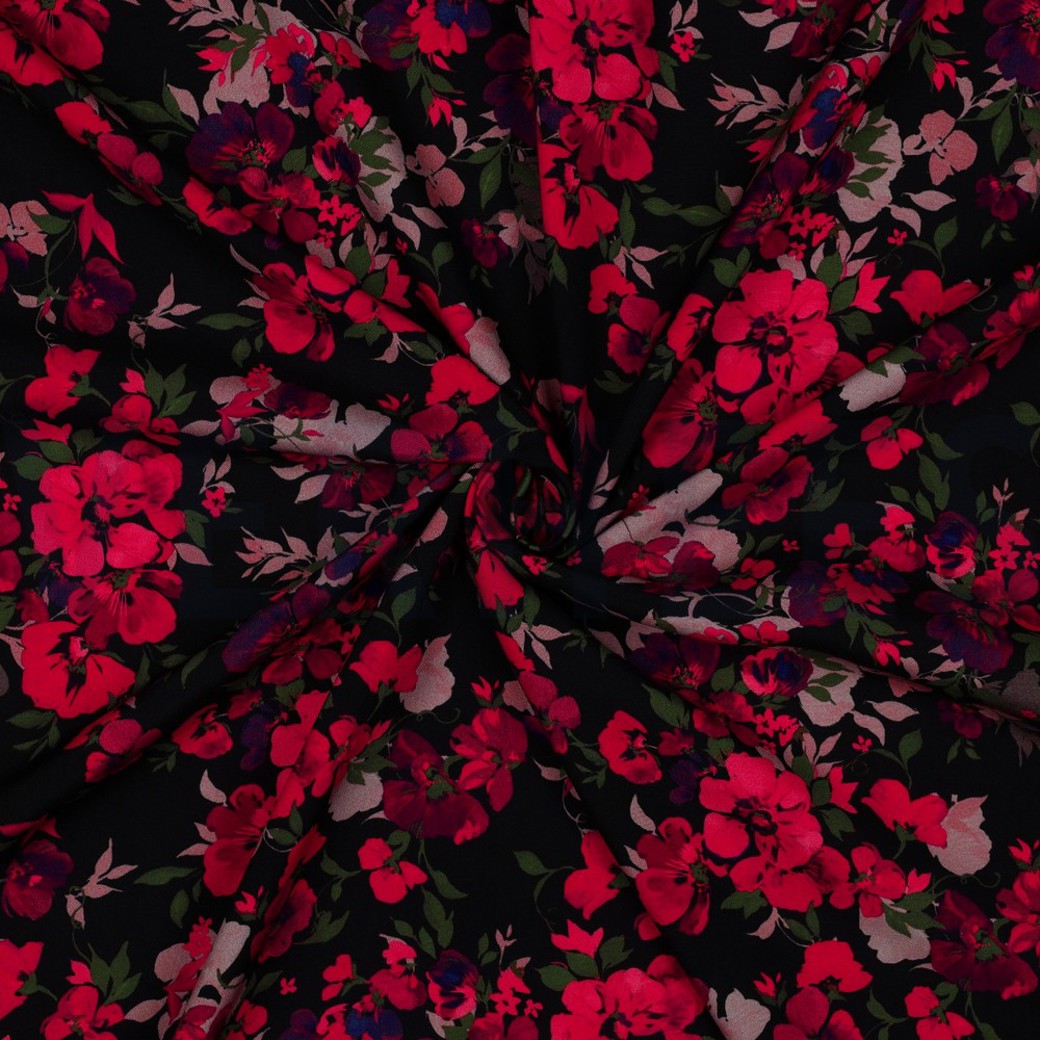 LENZING™ ECOVERO™ DIGITAL FLOWERS BLACK #3