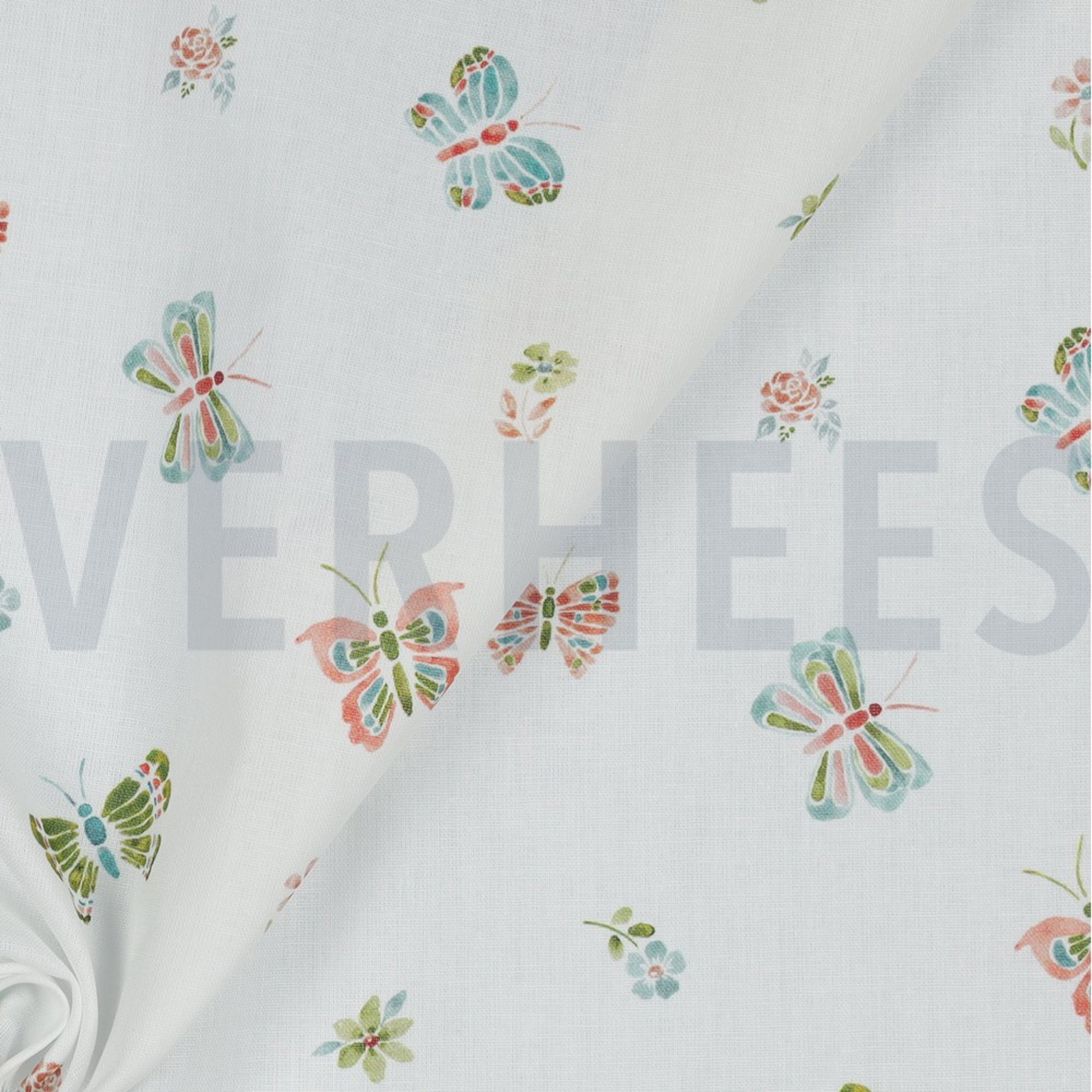 POPLIN DIGITAL BUTTERFLIES WHITE (high resolution) #3