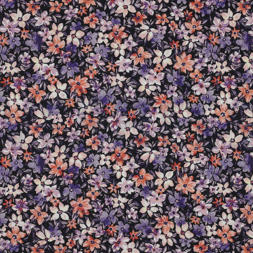 POPLIN DIGITAL FLOWERS BLACK #3