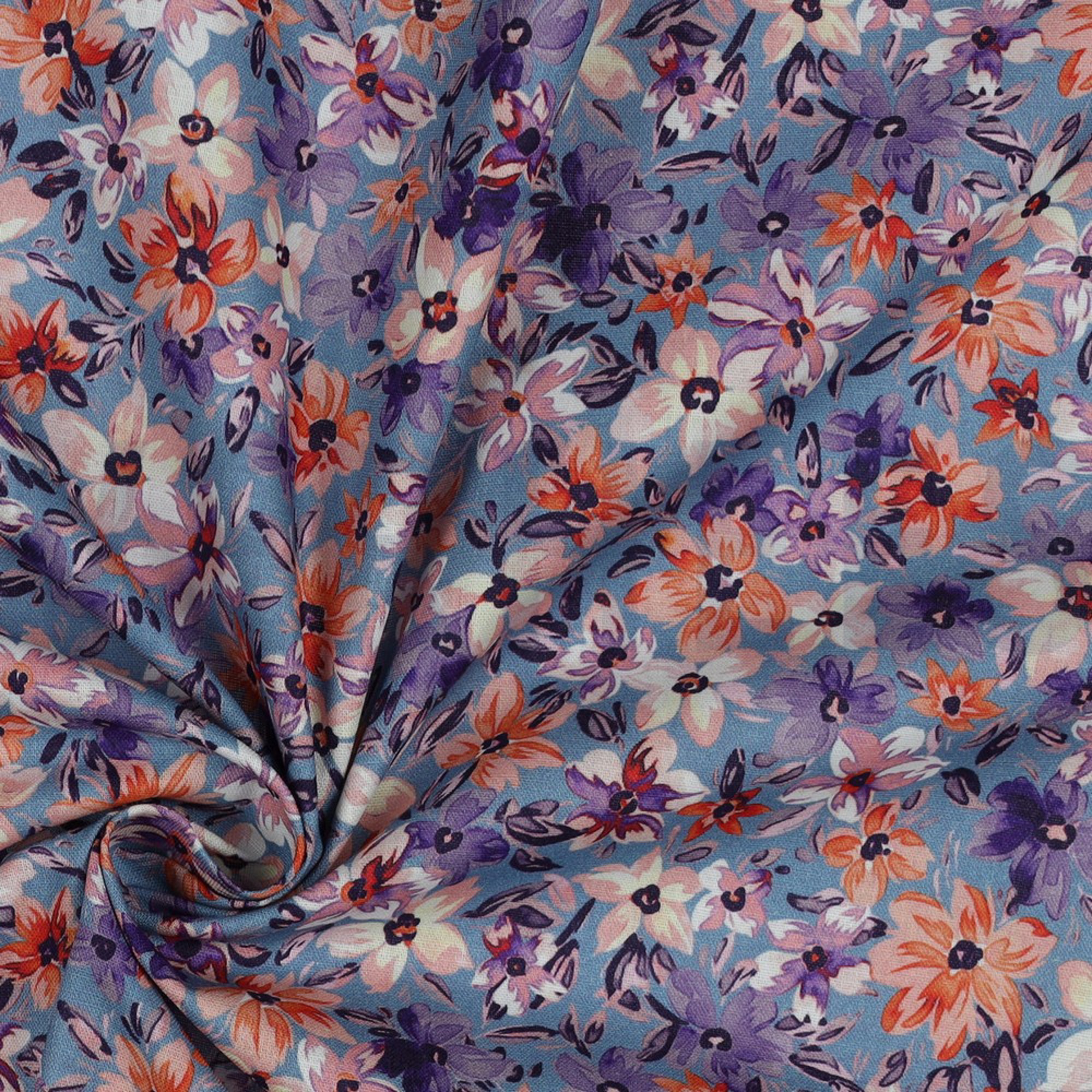 POPLIN DIGITAL FLOWERS SKY BLUE (high resolution) #3