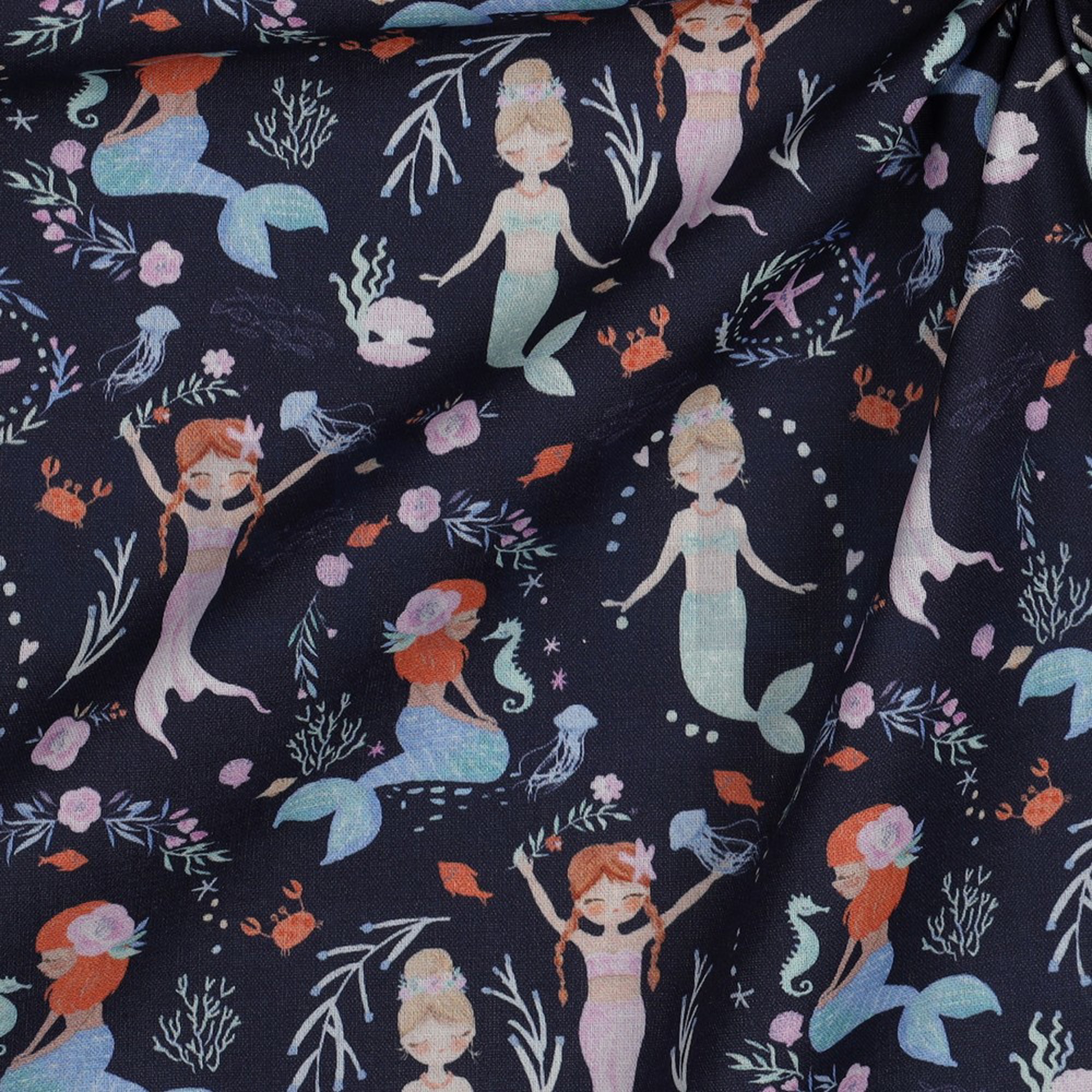 POPLIN DIGITAL MERMAIDS NAVY (high resolution) #3