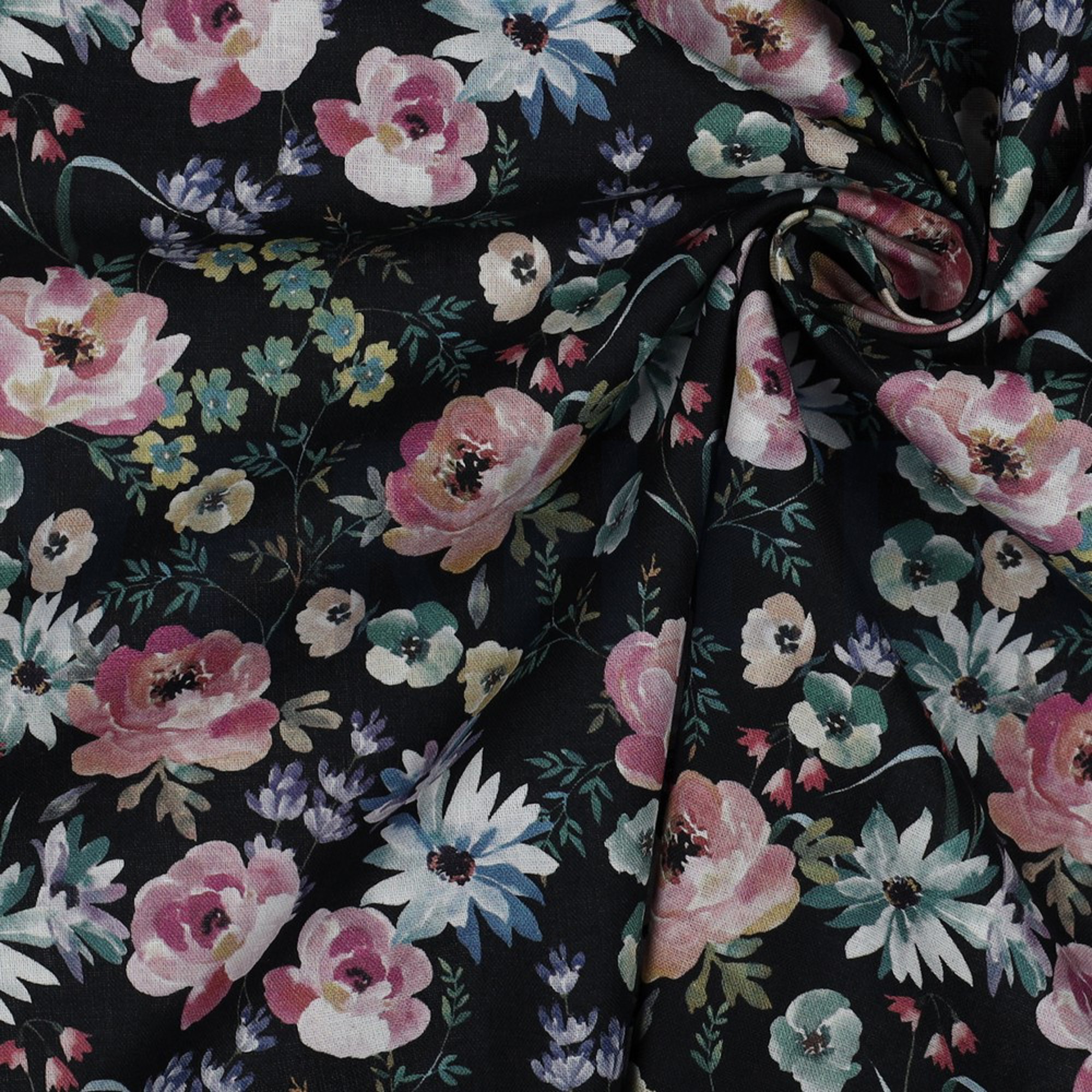 POPLIN DIGITAL FLOWERS BLACK (high resolution) #3