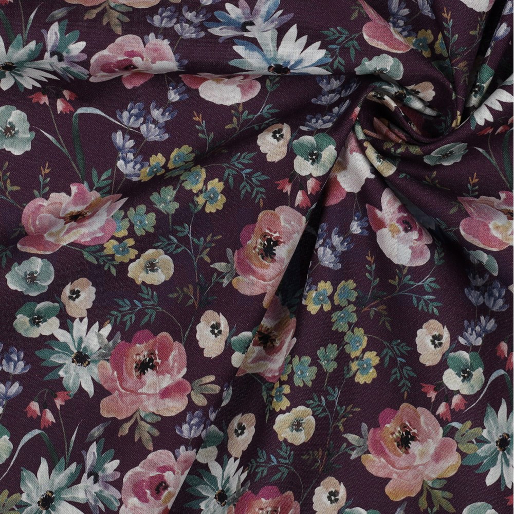 POPLIN DIGITAL FLOWERS DARK PURPLE (high resolution) #3