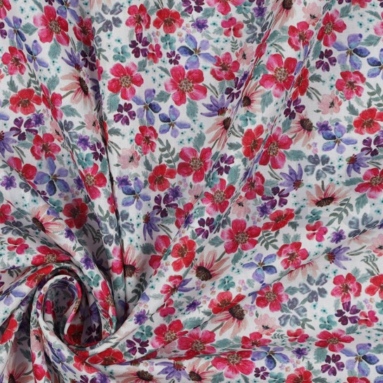 KATOENEN POPLIN DIGITAAL KLEINE BLOEMEN WIT #7