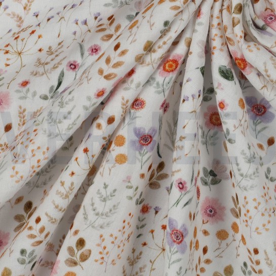 MUSSELIN DIGITAL KLEINE BLUMEN WEISS #7