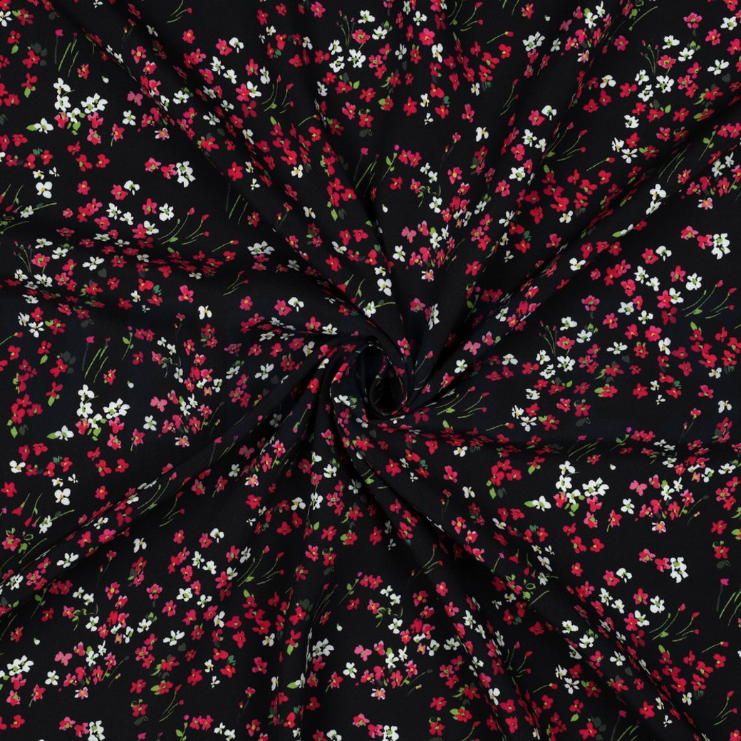 LENZING™ ECOVERO™ DIGITAL FLOWERS BLACK #3